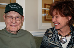 Elderly Couple with American Flag