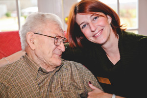 Carillon Assisted Living at Indian Trail Executive Director Theresa Hayes with resident R. Andrews